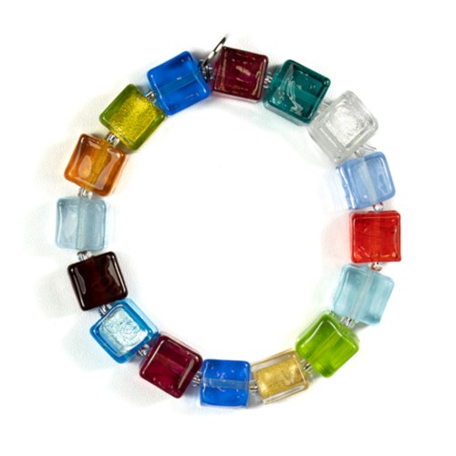 Bracciale in acciaio Antica Murrina con pietre colorate di forma quadrata