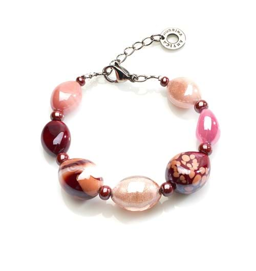 Bracciale in acciaio Antica Murrina con pietre di colore rosa e bordeaux