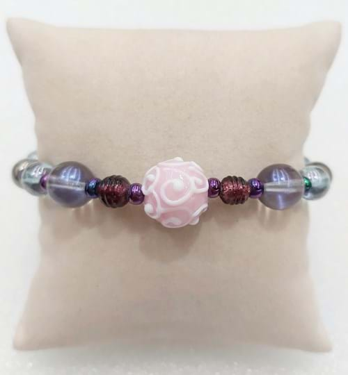 Bracciale Antica Murrina in acciaio con pietra murrina rosa