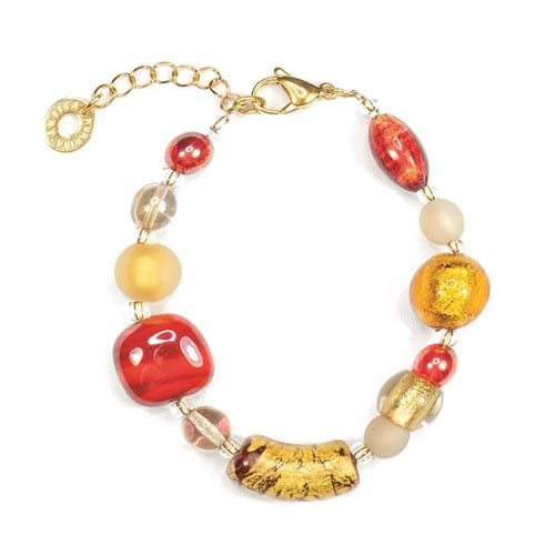 Bracciale in acciaio dorato Antica Murrina con pietre rosse e dorate