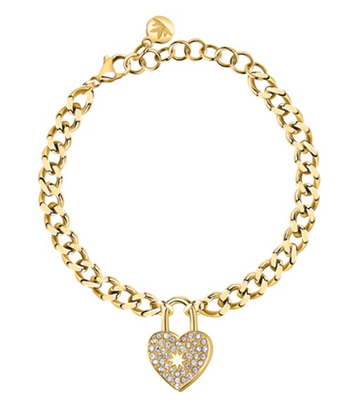 Bracciale in acciaio dorato Morellato con lucchetto a forma di cuore