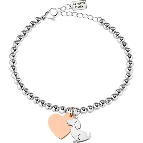 Bracciale in acciaio La Petite Story con cuore e cane