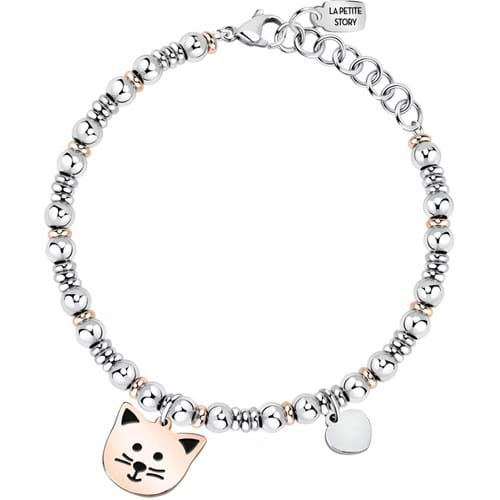 Bracciale La Petite Story in acciaio con cane rosato