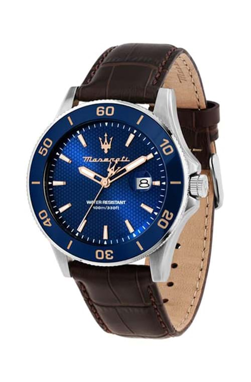 Orologio Maserati da uomo con cinturino in pelle e quadrante  blu